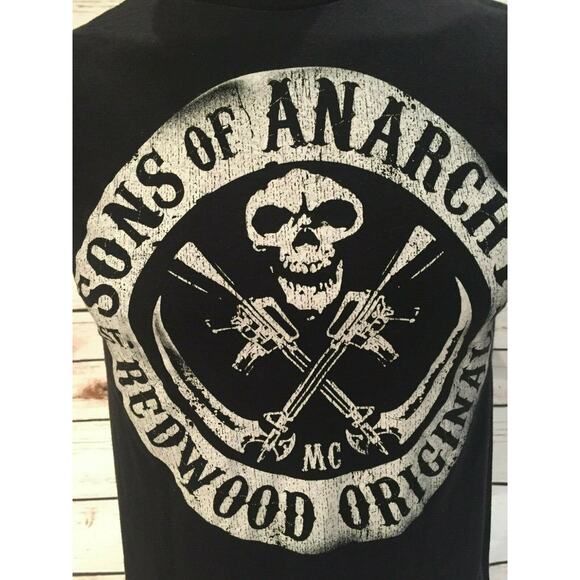 Sons of Anarchy SOA Skull Cross Machine Guns Swords TShirt Tee T Shirt Small - Picture 2 of 4